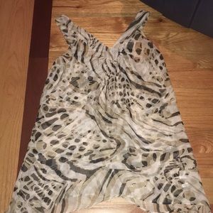 New York and Company Sheer Animal Print Top